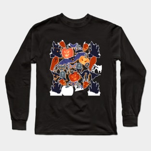 Spooky halloween ghost and pumpkins Long Sleeve T-Shirt